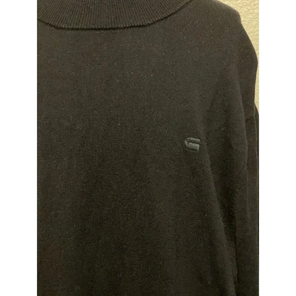 G-Star Raw‎ Sweater Men's XL All Black Mock Turtleneck